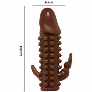 Насадка рельефная с клиторальным стимулятором "Wolftooth" коричневая